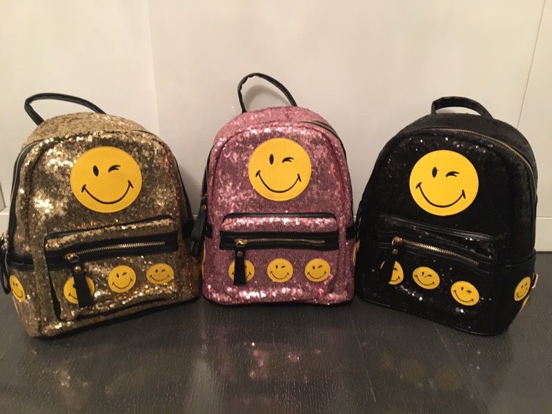 Emoji sequined Backpack available gold