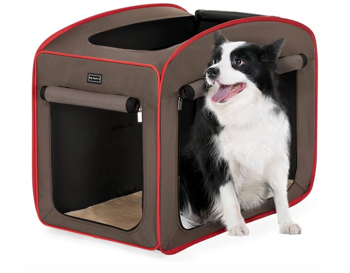 Pop Up Dog Crates Kennel Carrier, Portable & Lightweight, Included Soft Mat & Carrying Case