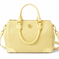 Tous Burch Leather Handbag, Off White Color 