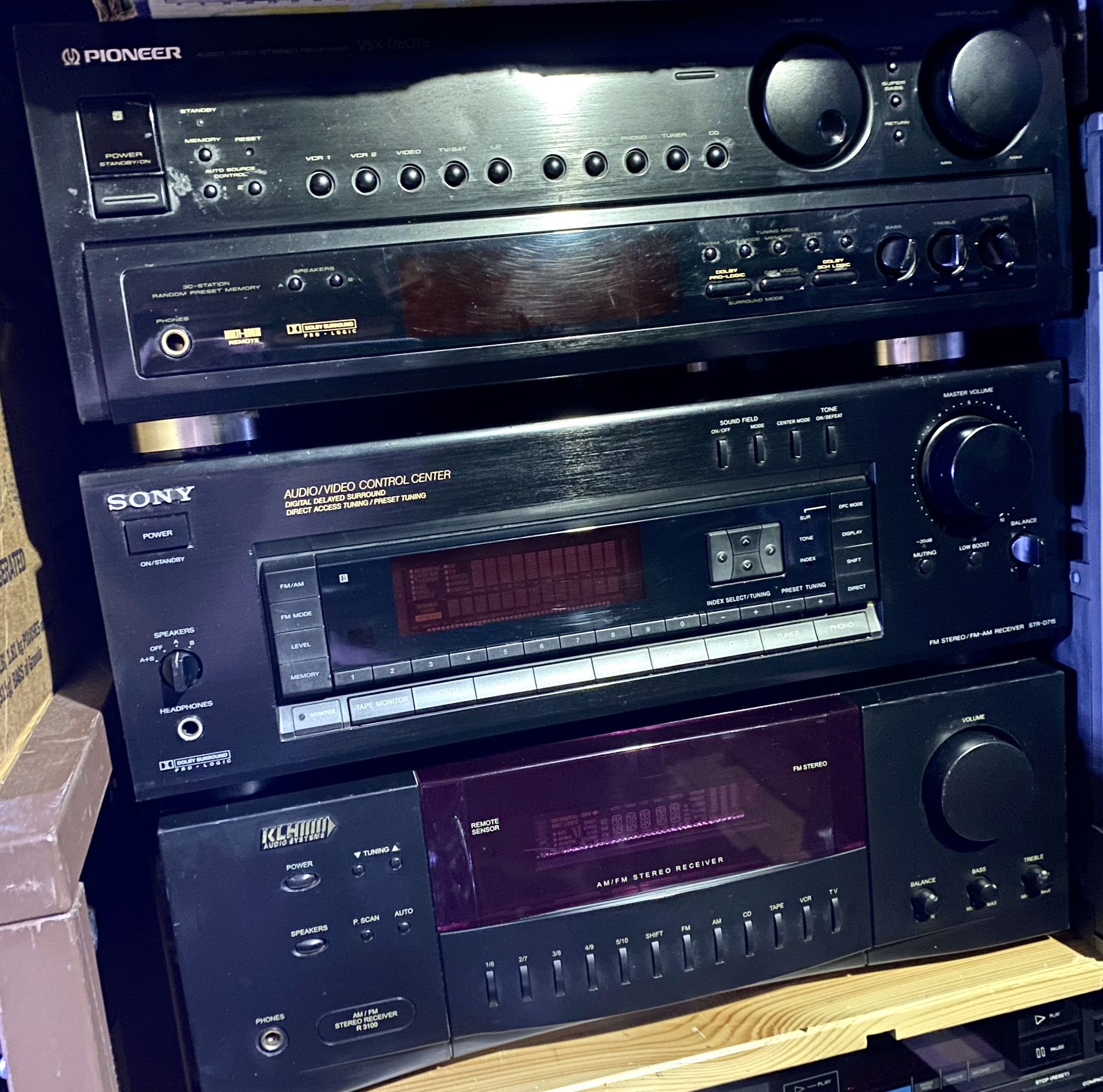 A/V RECEIVERS FROM DENON/YAMAHA/PIONEER/SONY/JVC & OTHERS… $40 to $100 Each…