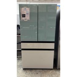 Samsung Bespoke Standard-Depth Beverage Center 29-cu ft 4 -Door 36-in Wide with Dual Ice Maker and Door within Door ( Morning Blue )