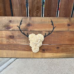 Handmade Rustic Deer Antler Wall Art – Wood + Sola Wood Flowers
