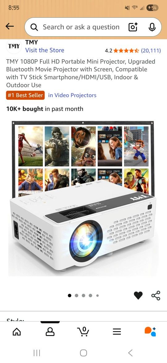 TMY 1080P Full HD Portable Mini Projector,