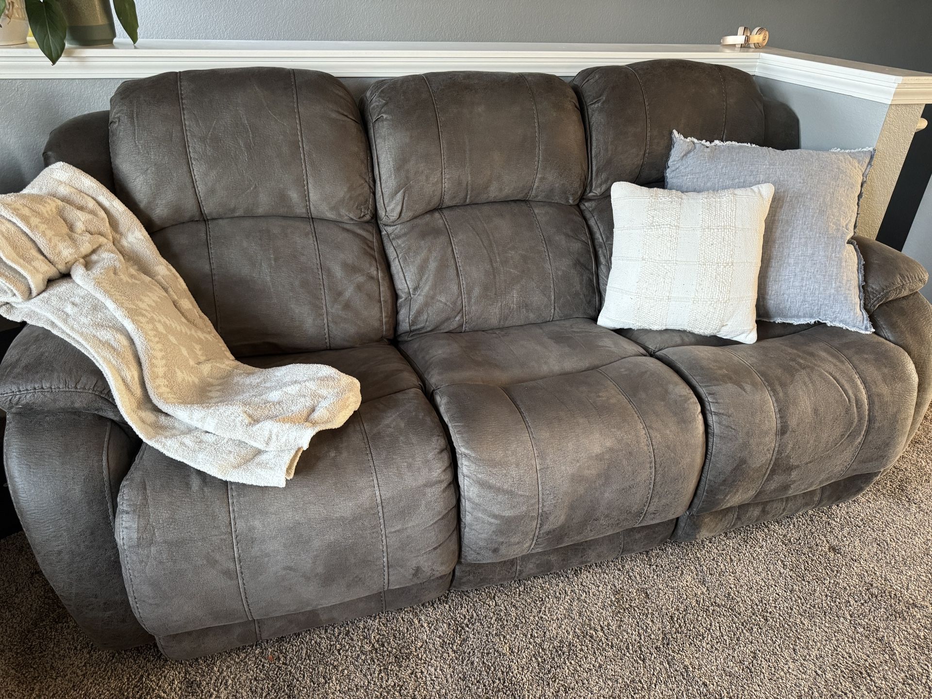 Gray Reclining Sofa