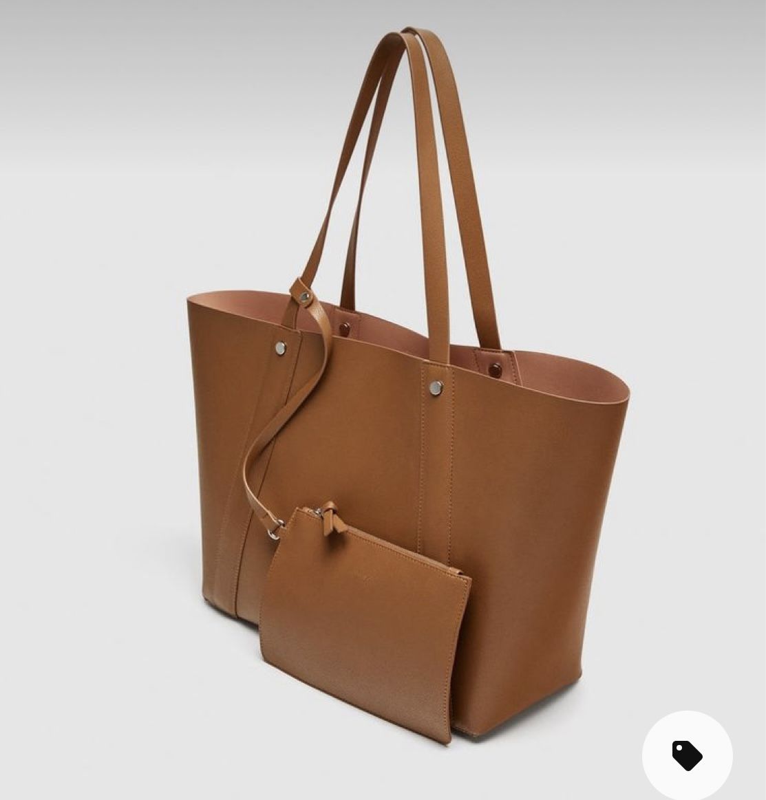 Zara Reversible Tote Oversized Bag With Coin Pouch - Tan - Nwt