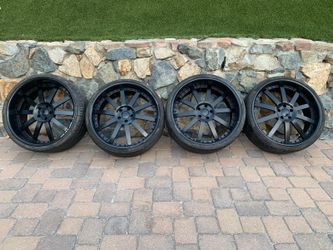 22” Aftermarket Range Rover Wheels & Pirelli Tires – Matte Black – Used