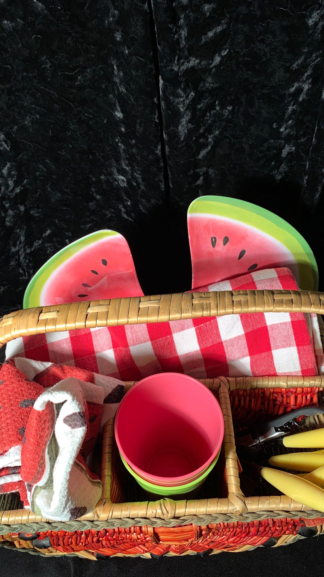 Rare 1960’s watermelon segmented picnic basket Retro antique vintage