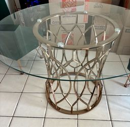 Round Glass Top Dining Table Gold Base