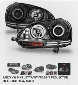 🔥 VW MK5 JETTA/GTI/RABBIT PROJECTOR HEADLIGHT ASSEMBLIES W/ HALO — BRAND NEW, BULBS INCLUDED — $90 🔥