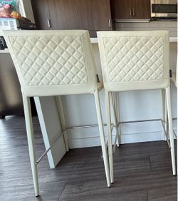 Leather Bar Stools - Cream Color - total of 2