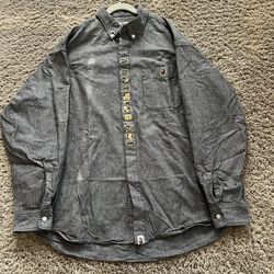  BAPE A Bathing Ape Applique BD Loose Fit Shirt 