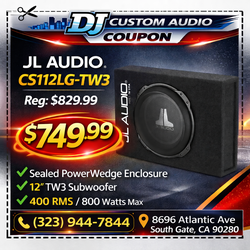 JL Audio TW3 Series Sealed Shallow Subwoofer Enclosure 12" Dual Voice Coil Subwoofer 800 Watts CS112LG-TW3 🚨 Payment Options Available 🚨 No Credit N