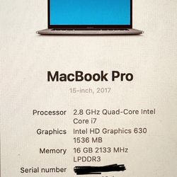 Macbook Pro 15" 2017 