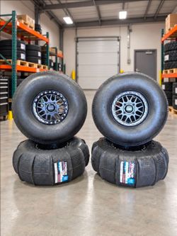 New 33" Tensor Sand Paddles with KMC Grenades Black Beadlock Wheels for Canam X3