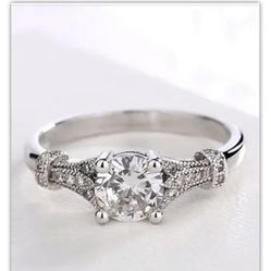 XMAS|GIFT| Crystal and Silver Solitaire Ring for Woman #1 BEST SELLER