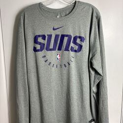 Nike Dri-Fit Phoenix Suns Long Sleeve T Shirt Grey Engineered Warm Up Size XXL