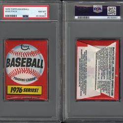 1976 Topps Baseball Wax Pack with "1976 SERIES!" Wrapper (PSA 8) *NEWLY GRADED*