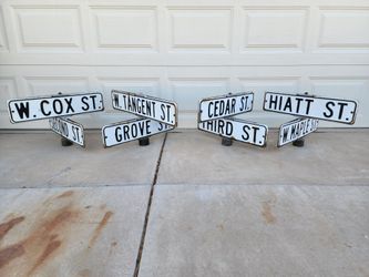 Porcelain Enamel Vintage Embossed Metal Street Corner Road Signs