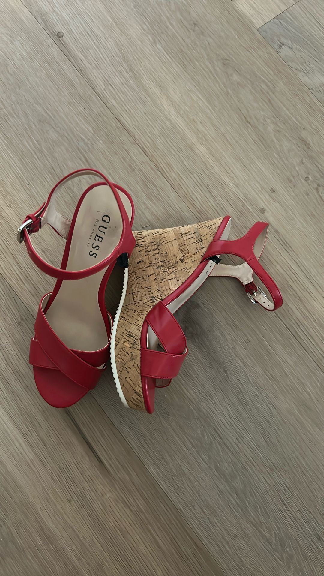Guess Red Wedge Sandals