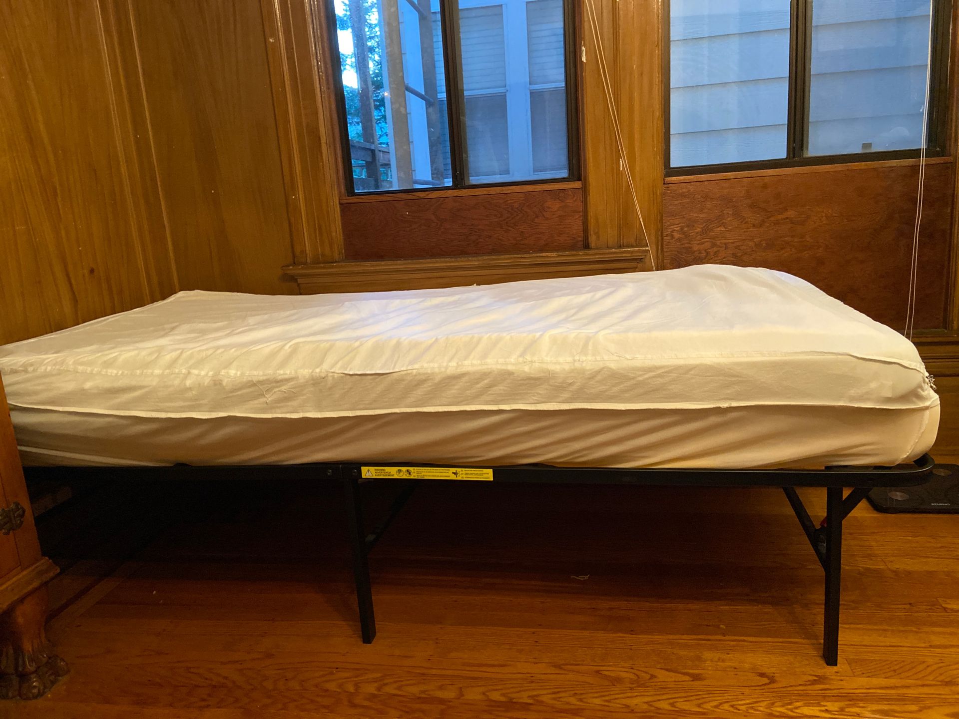 Foldable Twin Bed Frame + IKEA Foam Mattress + Extra Foam Cover + Sheets