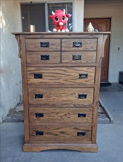 Amish Style 5 Drawer Solid Wood Upright Dresser- Walnut