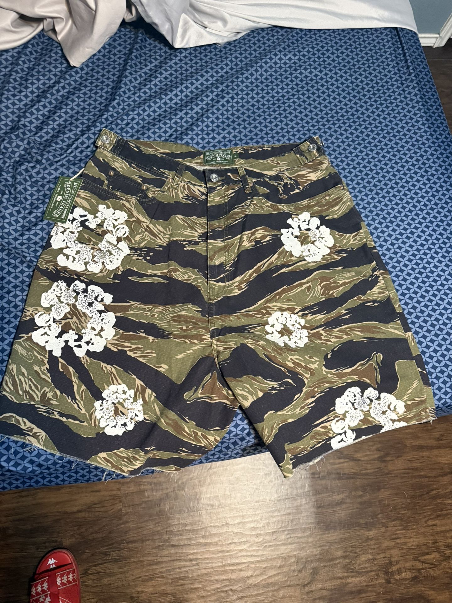 Tiger Camo Denim Tear Shorts