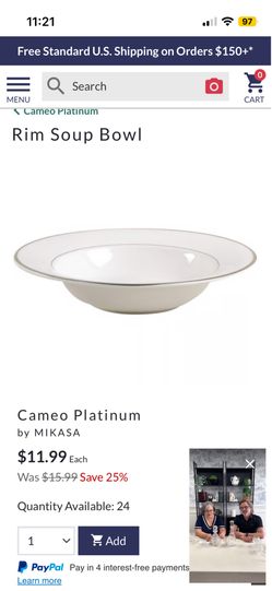 Mikasa Cameo Platinum Fine China Soup Bowl
