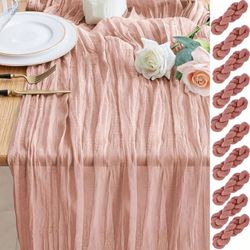 10 Watermelon Dark Peachy Pink, Dark Blush Pink, Rust, Dark Orange Color,  Autumn / Fall Wedding Decorations Cheesecloth Table Runners 