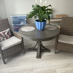 Wicker Dining Table Set – 2 Chairs + Table