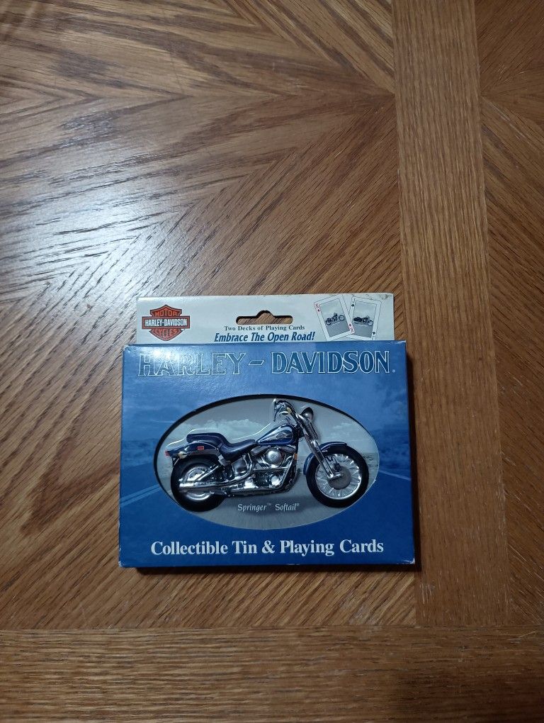 New Collectible Tin Containing 2 Decks Of Harley Davidson Playing Cards