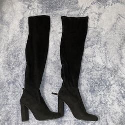 STEVE MADDEN BLACK SUEDE THIGH HIGH BOOTS 