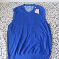 donald ross sportswear Cotton Jersey V-Neck Vest CLASSIC FIT XL blue NWT
