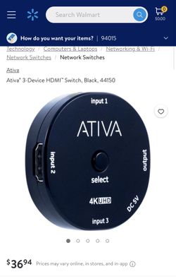 Ativa® 3-Device HDMI™ Switch, Black, 44150