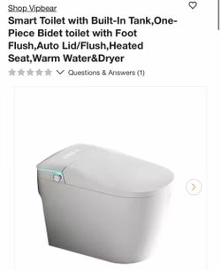 Shop Vipbear Smart Toilet with Built-In Tank,One-Piece Bidet toilet with Foot Flush,Auto Lid/Flush,Heated Seat, Warm Water&Dryer