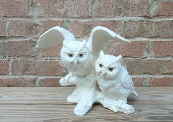 Vintage Napcoware White Owls Figurine