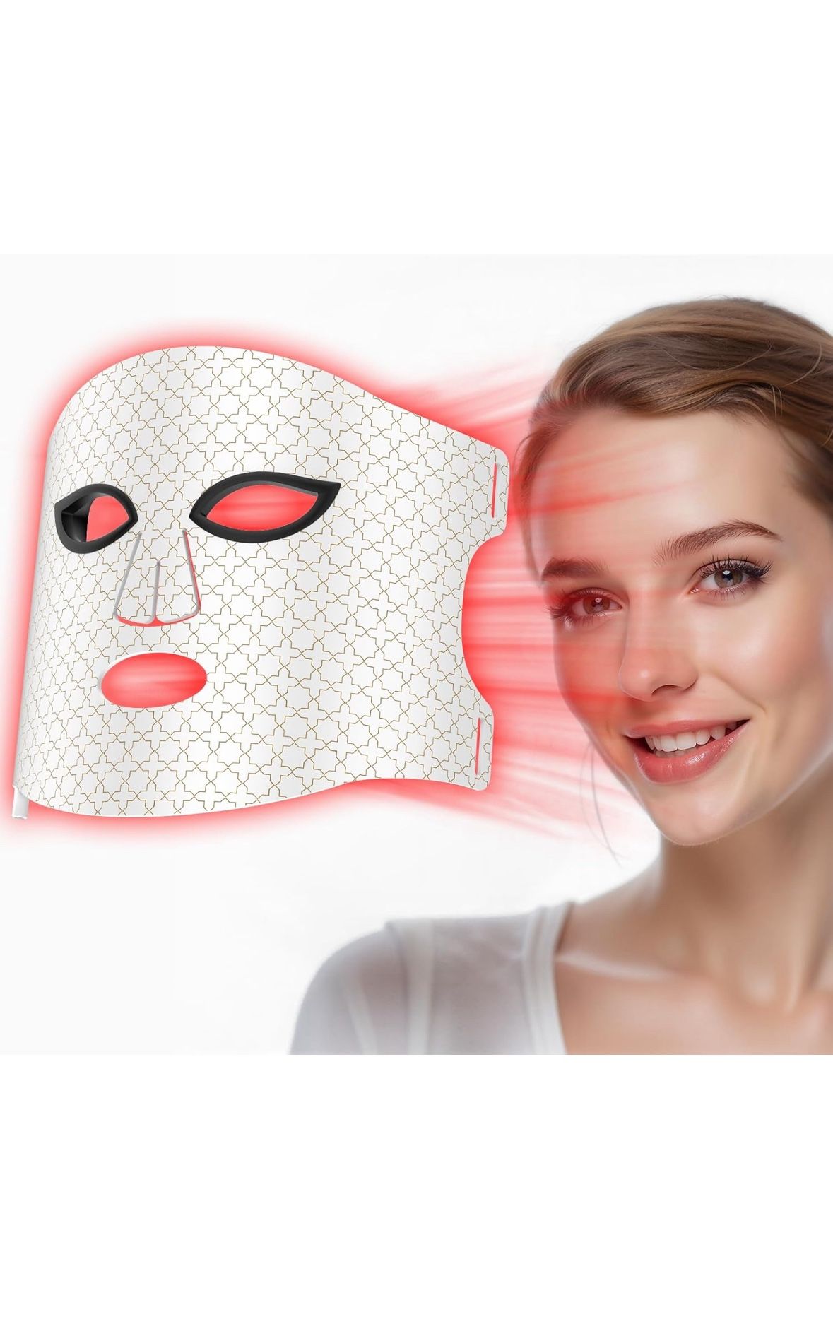 Red Light Therapy For Face, 7 Modes Portable Therapy Mask With 3000mah Rechargeable Remote, Blue, Orange, 850nm Infrared & Red Light Mask, 400 Leds Fo