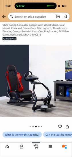 Vivo red/black racing simulator cockpit