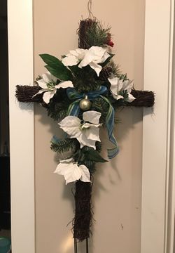 Cross Christmas wreath with bow