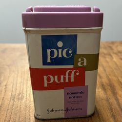 Vintage Pic a Puff Cosmetic Cotton Johnson&Johnson Tin