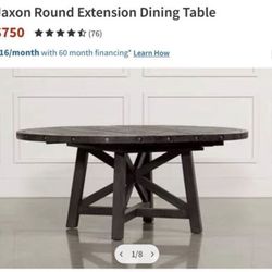 Jaxon Round Extension Dining Table 72in Dark Wood