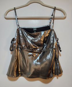Wild Fable Spaghetti Strap Silver Top - Size Small