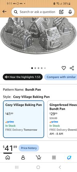 Nordic Ware christmas Cozy Village Gingerbread House, 6 Cups, Silver pan