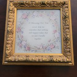 Vintage 2002 framed print features a blessing written by artist Kathy Seek.