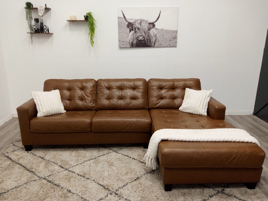 Real Leather Sectional Couch 