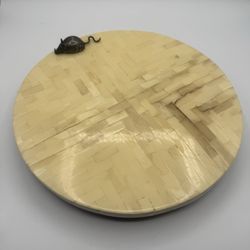 Cheese Board Vintage 12” Rotating Bone Inlay Style Sterling Silver 925 Mouse