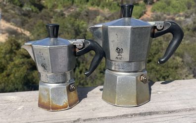 Vtg Bialetti Moka Express Espresso Maker Lot 6 & 9 Cup Made in Italy