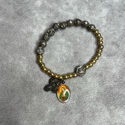 Virgin Mary Stretch Bracelet with Beads & Charms
