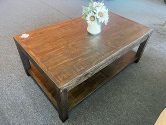 Rustic Wood Coffee Table with Lower Shelf，$280