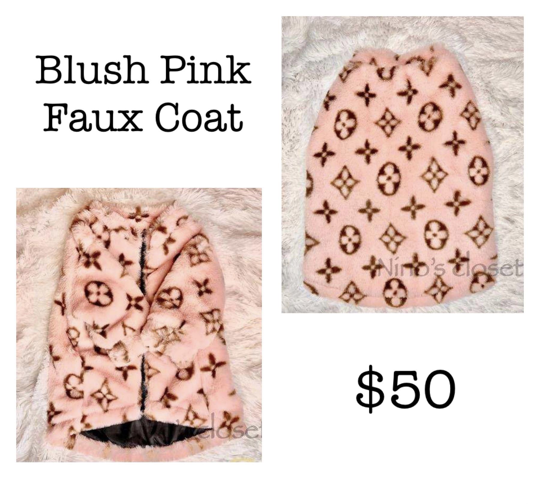 BLUSH PINK FAUX LOUI DOG COAT