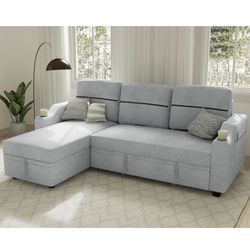 Sleeper Sofa Bed with Reversible Storage Chaise